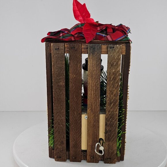 Handcrafted Music Box Nutcracker Christmas Rustic Burlap Ribbon Naturart By June - Picture 3 of 8